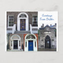 Antique Dublin doorways collage, Greetings from Dublin postcard