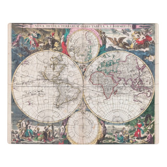 Antique Double-Hemisphere World Map Jigsaw Puzzle (Puzzle Horizontal)