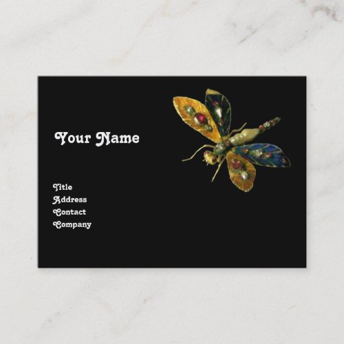ANTIQUE DRAGONFLY JEWEL Black Business Card