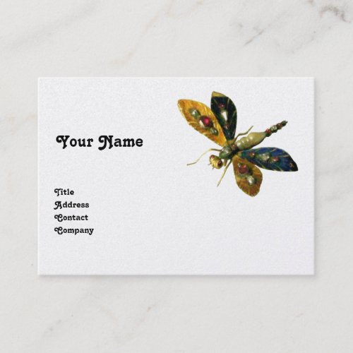 ANTIQUE DRAGONFLY JEWEL Black White Pearl Paper Business Card
