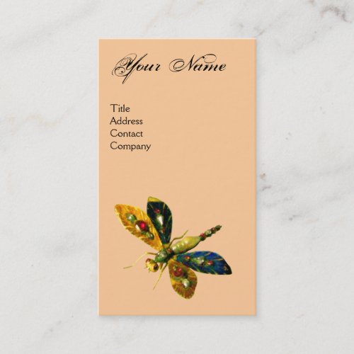 ANTIQUE DRAGONFLY JEWEL MONOGRAM Black Pink Business Card