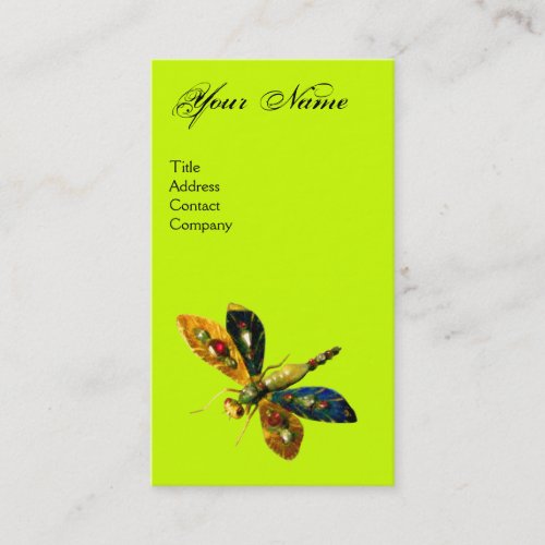 ANTIQUE DRAGONFLY JEWEL MONOGRAM Black Yellow Business Card