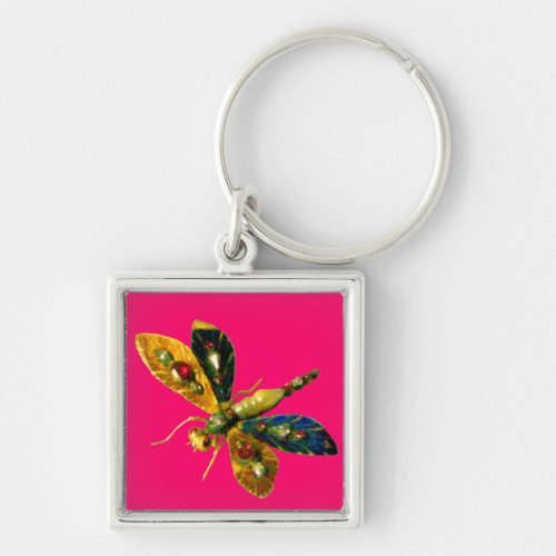 ANTIQUE DRAGONFLY JEWEL Pink Fuchsia Keychain