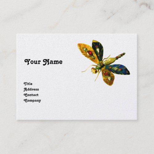 ANTIQUE DRAGONFLY JEWEL White Pearl Paper Business Card
