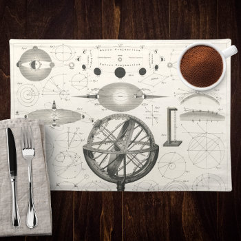 Antique Drawing Of Vintage Astrological Spheres Cloth Placemat by VintageSketch at Zazzle