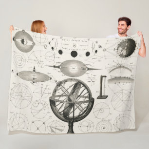 Antique Drawing of Vintage Astrological Spheres Fleece Blanket