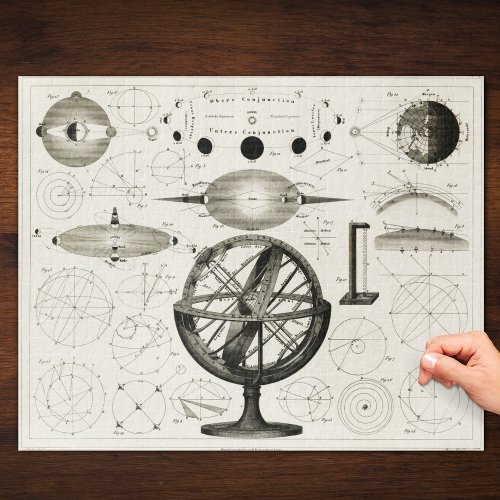 Antique Drawing of Vintage Astrological Spheres Jigsaw Puzzle