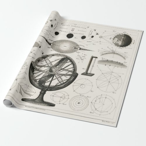 Antique Drawing of Vintage Astrological Spheres Wrapping Paper