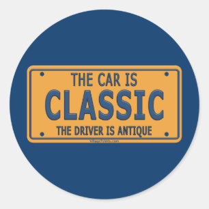 Antique Driver Classic Car Round Sticker