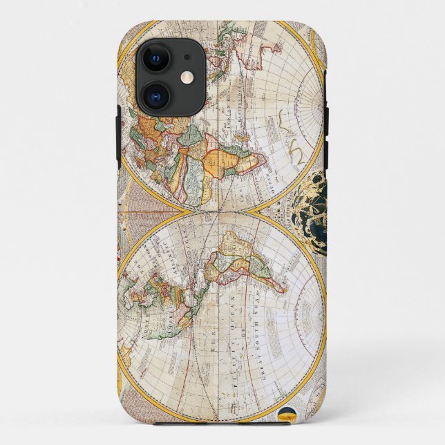 Antique Dual Hemisphere World Map Case-Mate iPhone Case (Back)