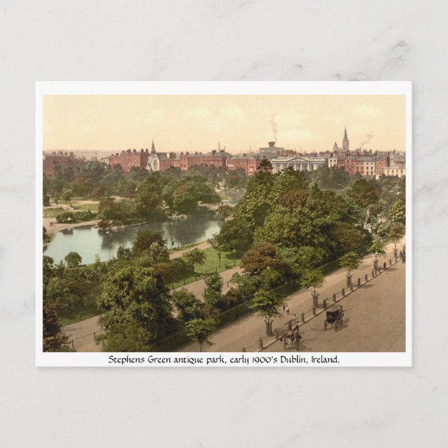 Antique Dublin park Stephens Green Postcard (Front)
