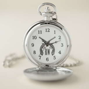 Antique Dueling Pistols Monogram Pocket Watch