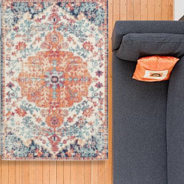 Antique Dull Orange Boho Ethnic Distressed Turkish Rug (Creator Uploaded)