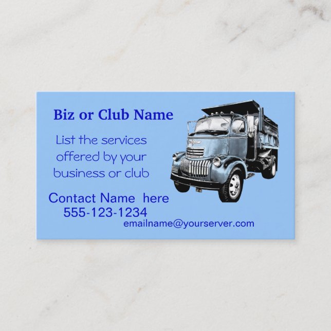 Antique Dumptruck Business Card2-customize Business Card (Front)
