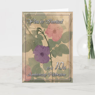 Antique Dusty Rose 10th Anniversary Card