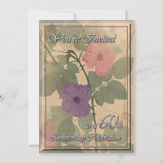 Antique Dusty Rose 60th Anniversary Invitation (Front)