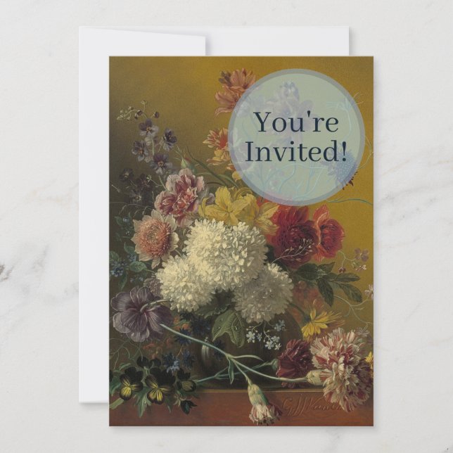 Antique Dutch Master Floral Georgius van Os 1820  Invitation (Front)