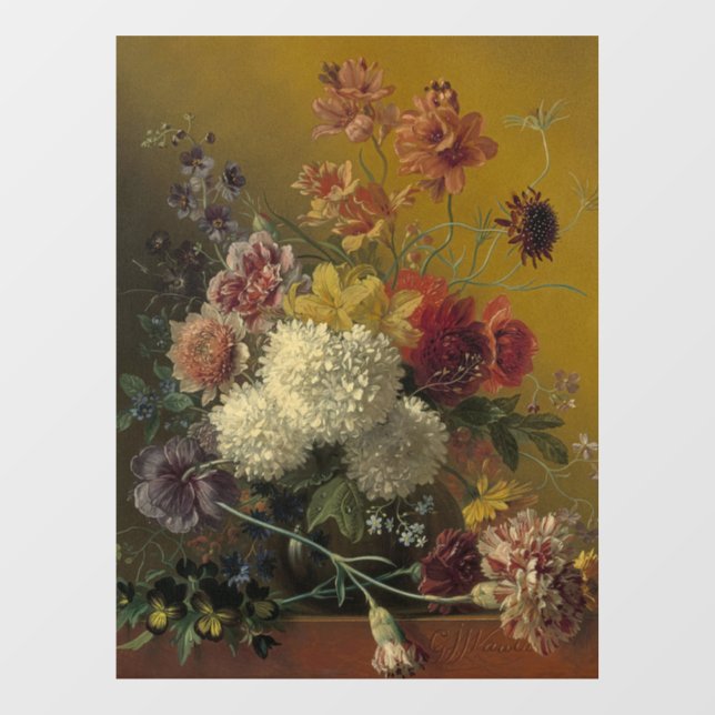 Antique Dutch Master Floral Georgius van Os 1820  Window Cling (Sheet)