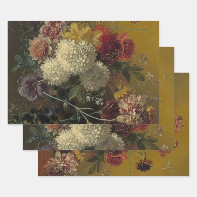 Antique Dutch Master Floral Georgius van Os 1820  Wrapping Paper Sheets (Set)