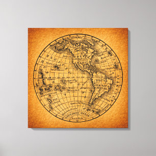 Antique Earth World Map Vintage Globe Art Canvas Print