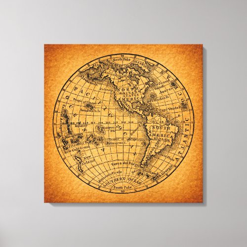 Antique Earth World Map Vintage Globe Art Canvas Print