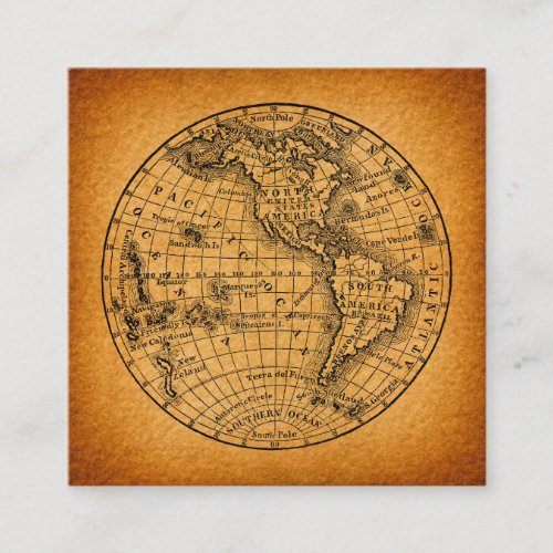Antique Earth World Map Vintage Globe Art Enclosure Card