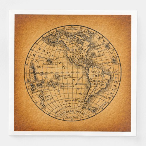 Antique Earth World Map Vintage Globe Art Paper Dinner Napkins