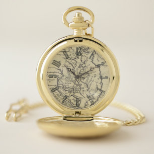 Antique East Coast Map Pocket Watch
