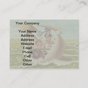 Antique Easter Card Sailing Egg Children