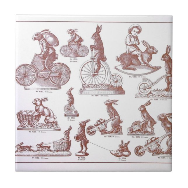 Antique Easter Chocolate Mold Catalogue Bunnies Tile (Front)