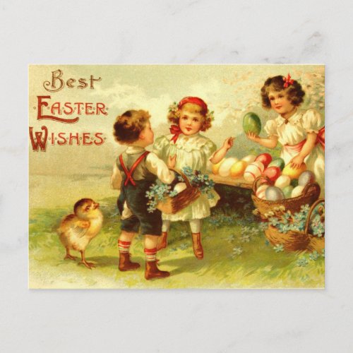 Antique Easter Postcard Children Chicks Nostalgic