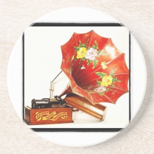 Antique Edison Home Phonograph Novelty Gifts Drink Coaster