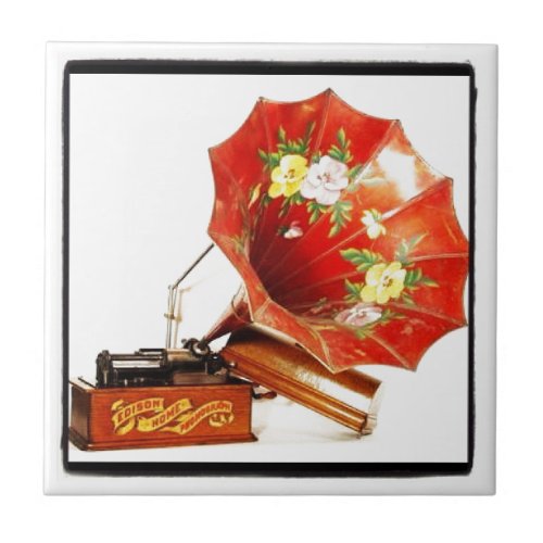 Antique Edison Home Phonograph Novelty Gifts Tile