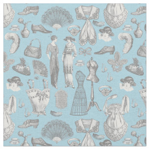 antique edwardian vintage fashion ladies blue  fabric