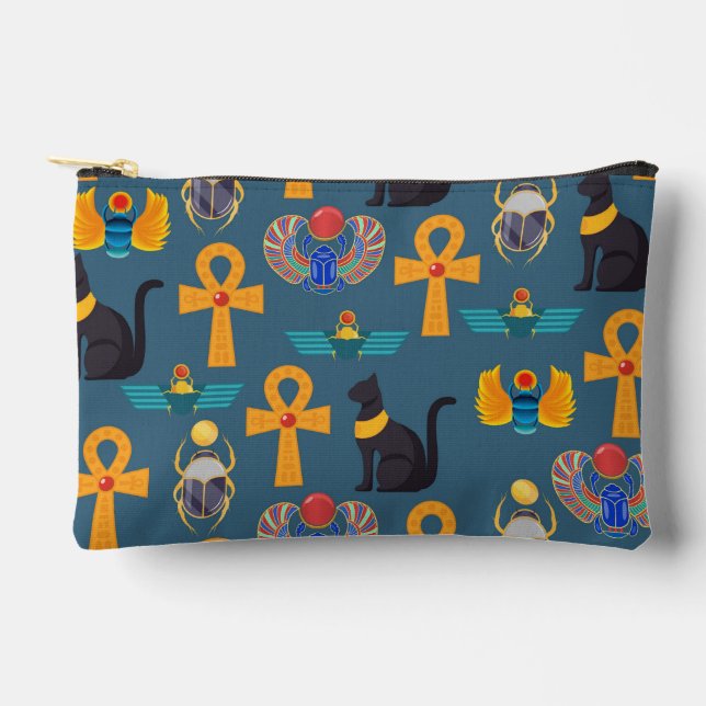 Antique Egypt Pattern, Hieroglyphics digital paper Accessory Pouch (Front)