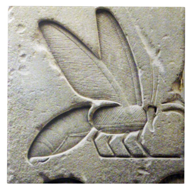 ANTIQUE EGYPTIAN HONEY BEE BEEKEEPER Black White Ceramic Tile (Front)