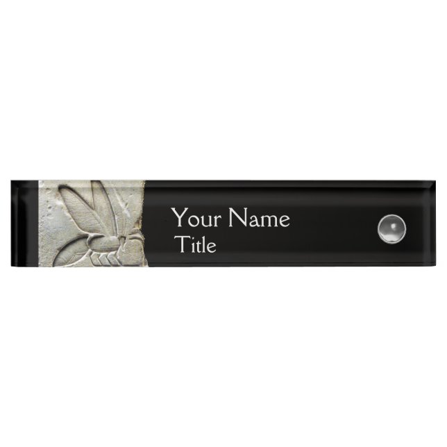 ANTIQUE EGYPTIAN HONEY BEE,BEEKEEPER Black white Desk Name Plate (Front)