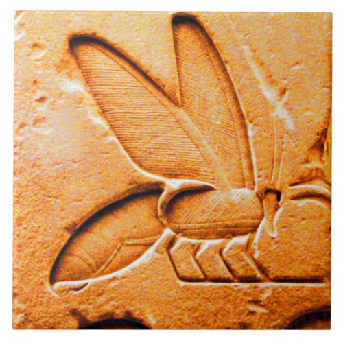 ANTIQUE EGYPTIAN HONEY BEE BEEKEEPER Orange Ceramic Tile