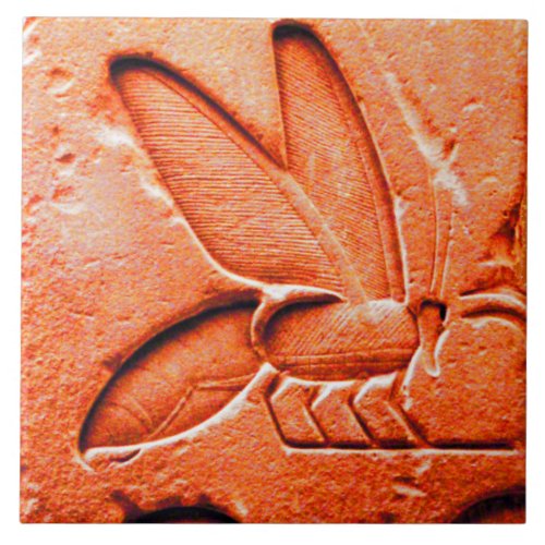 ANTIQUE EGYPTIAN HONEY BEE BEEKEEPER Red Ceramic Tile