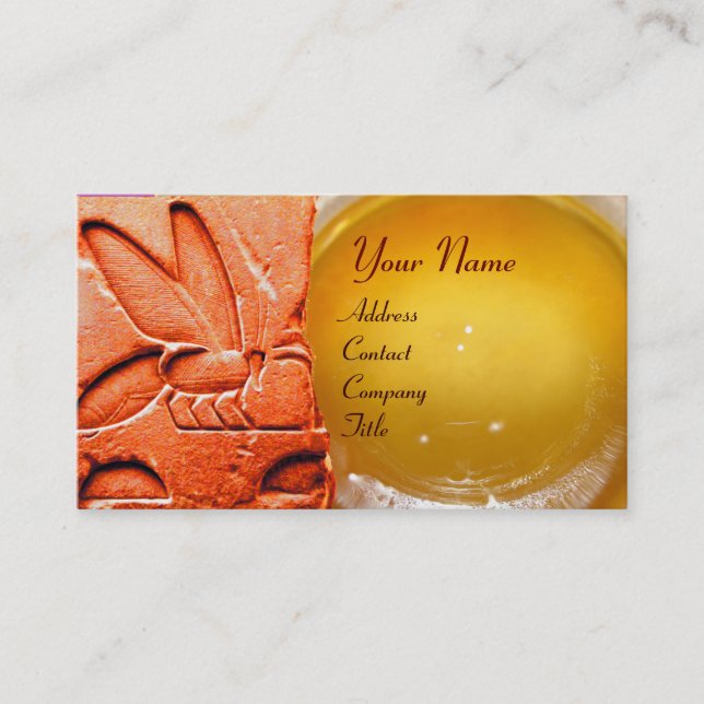ANTIQUE EGYPTIAN HONEY BEE BEEKEEPER WAX SEAL BUSINESS CARD (Front)