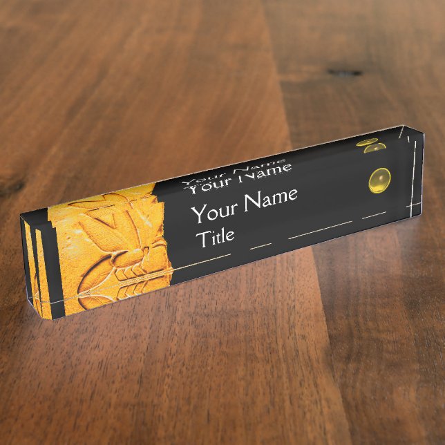 ANTIQUE EGYPTIAN HONEY BEE,BEEKEEPER Yellow Black Name Plate (Side)