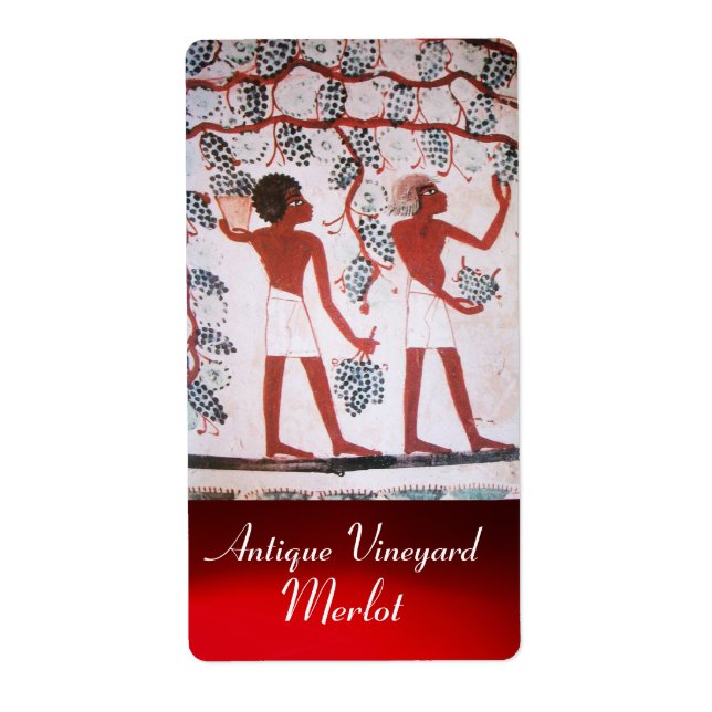 ANTIQUE EGYPTIAN VINEYARD WINE GRAPE HARVEST LABEL (Front)