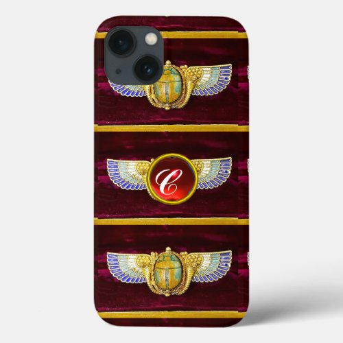 ANTIQUE EGYPTIAN WINGED SCARAB CORNUCOPIA JEWEL iPhone 13 CASE