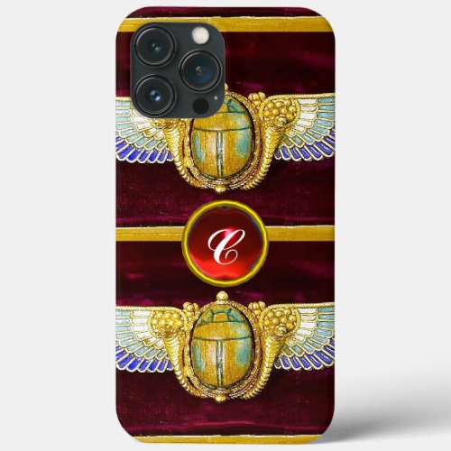 ANTIQUE EGYPTIAN WINGED SCARAB CORNUCOPIA JEWEL iPhone 13 PRO MAX CASE