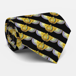 ANTIQUE EGYPTIAN WINGED SCARAB /CORNUCOPIA JEWEL NECK TIE
