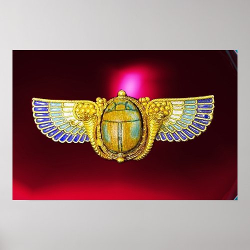 ANTIQUE EGYPTIAN WINGED SCARAB CORNUCOPIA JEWEL POSTER