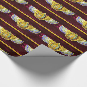 ANTIQUE EGYPTIAN WINGED SCARAB /CORNUCOPIA JEWEL WRAPPING PAPER