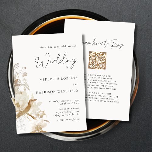 Antique Elegance Vintage Floral Wedding Invitation