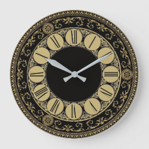 Antique elegant black and gold large clock