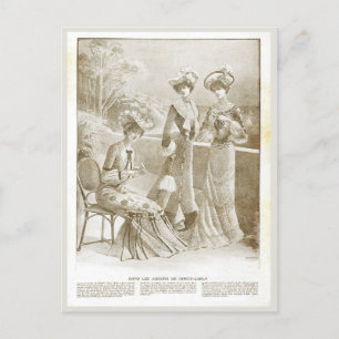 Antique Elegant Vintage French 1900 Fashion Beige Postcard